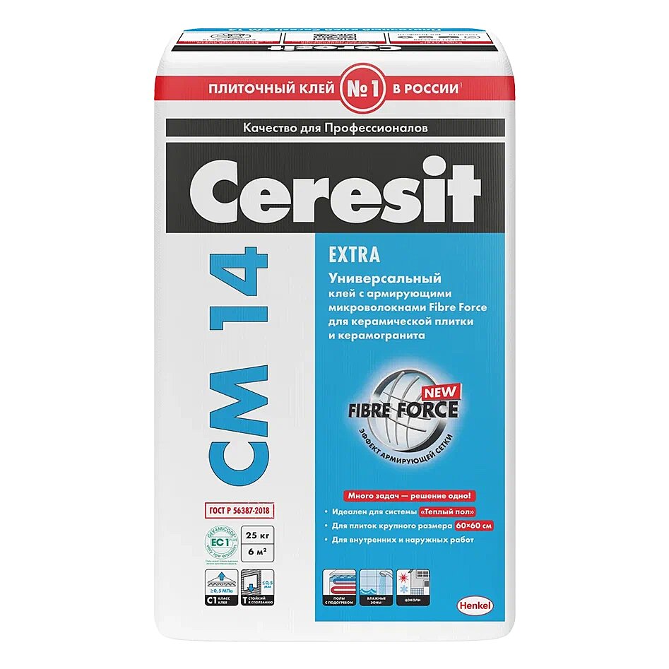 Купить Ceresit CM12/25кг Плиточный клей для напольного керамогранита, РФ в Москве