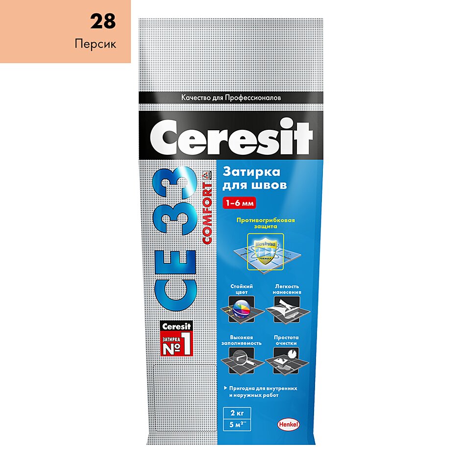 Купить Ceresit CE33/2кг Затирка для швов 1-6 мм внутри и снаружи Мята 64, РФ в Москве