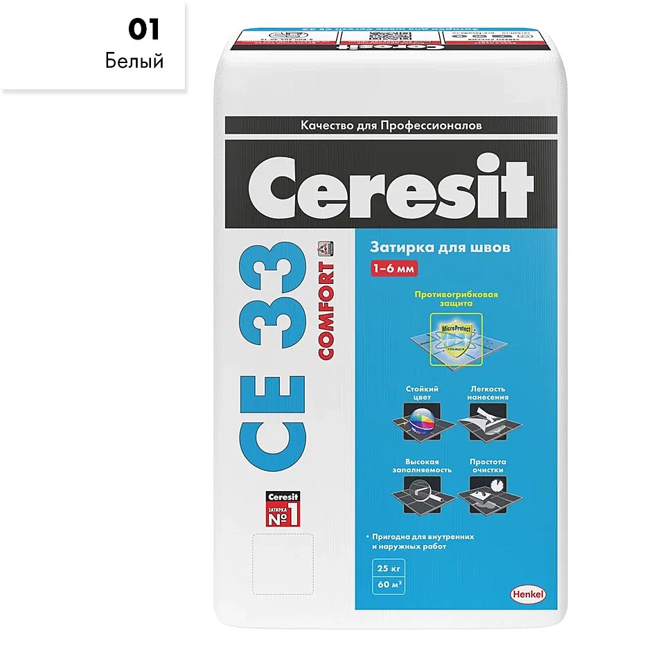 Купить Ceresit CE33/5кг Затирка для швов 1-6 мм внутри и снаружи Серый 07, РФ в Москве