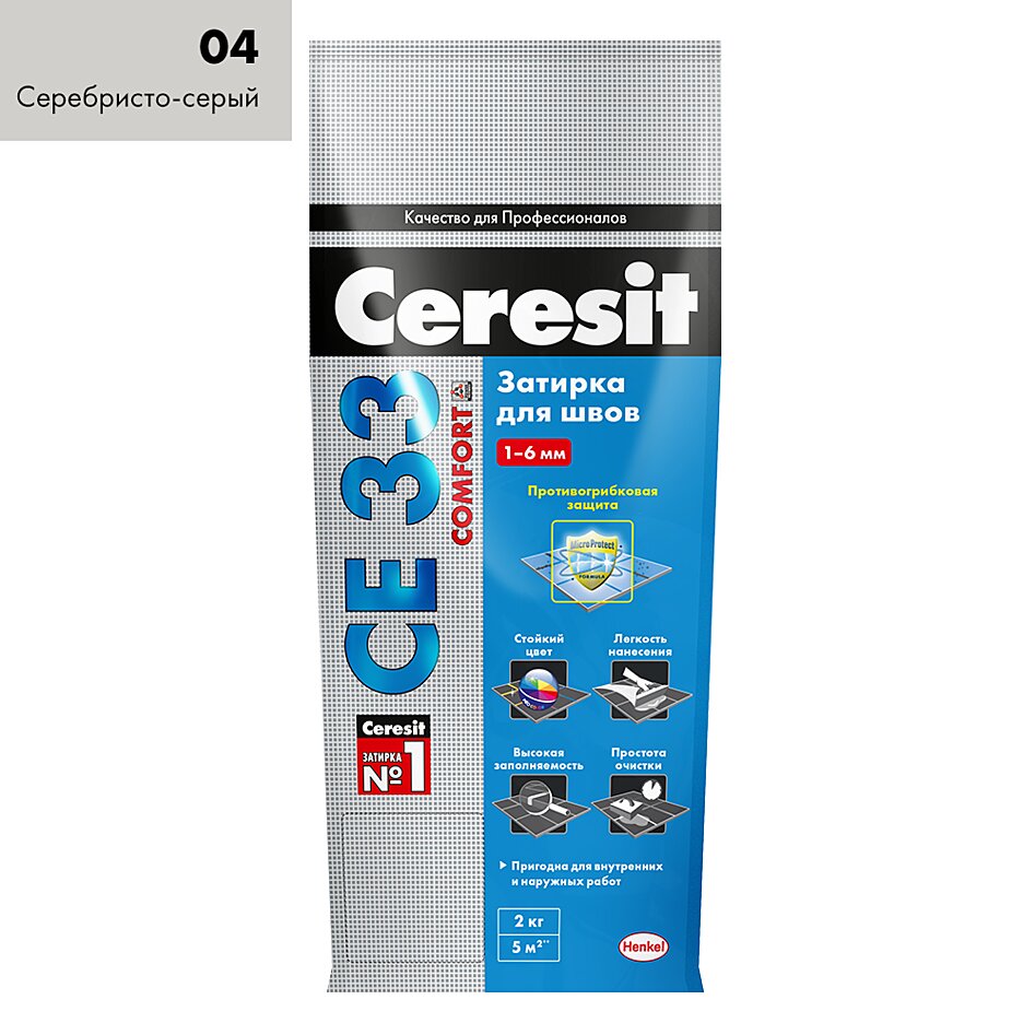 Купить Ceresit CE33/2кг Затирка для швов 1-6 мм внутри и снаружи Роса 31, РФ в Москве
