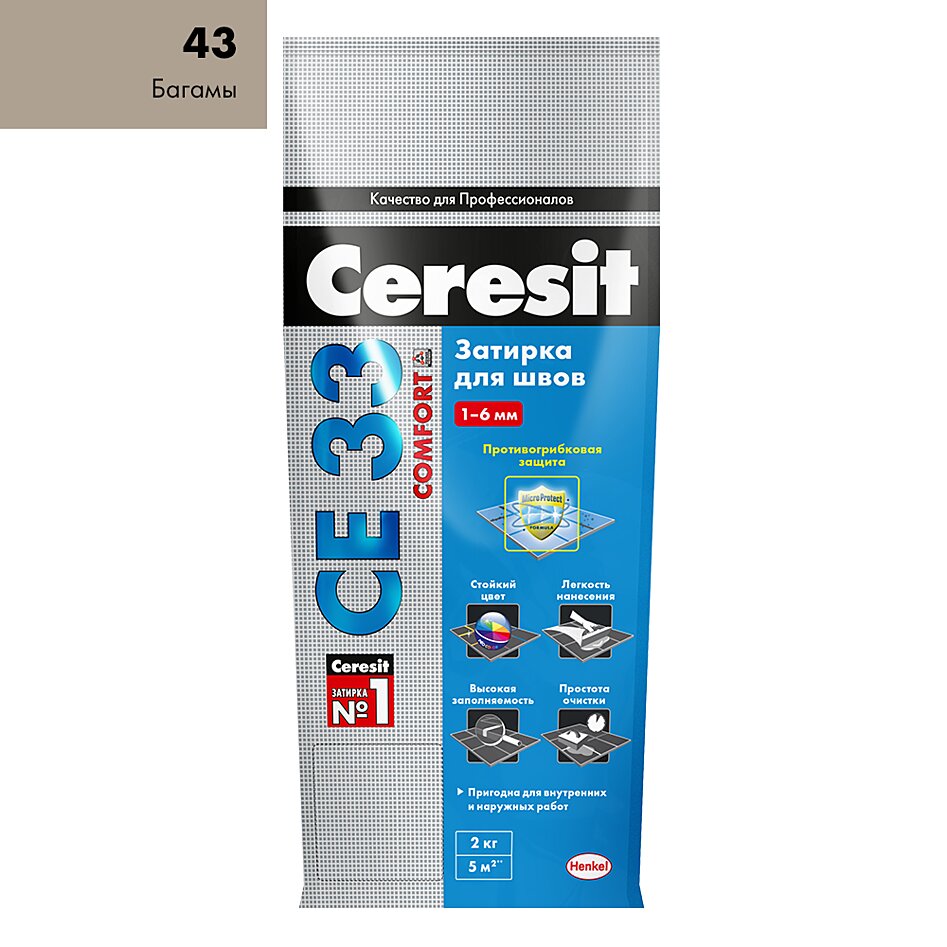 Купить Ceresit CE33/25кг Затирка для швов 1-6 мм внутри и снаружи Серый 07, РФ в Москве
